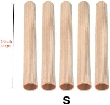 Cuttable Toe Tubes Sleeves 5 Pack Small Size, Made of Elastic Fabric Lined with Silicone Gel. Toes Sleeve Protectors Relief Toe Pressure Pain, Corn and Calluses Remover