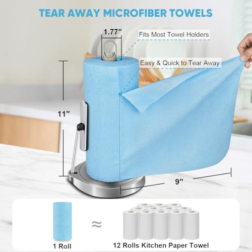 AIDEA Microfiber Cleaning Cloth Roll 165 Sheets(3 Roll), Tear Away Microfiber Towels, Reusable Paper Towels, Washable Shop Rags, Scratch Free, Absorbent Dish Rags for Car, Home, Shop, 11" x 9"