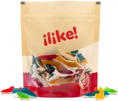 Gummy Sharks Candy Mix | 1 Pound Bag | Assorted Fruit Flavors Shark Gummies | Chewy Gummy Fish for Parties and Candy Buffets | Blue Raspberry, Lime, Lemon, Cherry