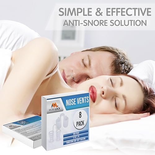 Nose Vent Sinus Relief Dilator (Pack of 8 Various Sizes) - A Simple Solution for Nasal Snorers - Reusable Snoring Device to Enjoy a Peaceful Night's Sleep - by Mobi Lock