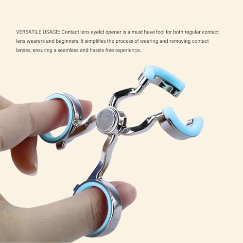 Lens Wearing Aid, Lens Eyelid Stretcher Portable Stainless Steel Enhanced Precision with Storage Case Lens Cases Tool Lens Insertion Tools (Blue)