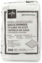 Medline 4 x 4 inch Gauze Sponges, 100% Cotton, 8-Ply Woven Non-Sterile Gauze (Pack of 200)