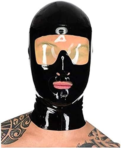 Sexy Latex Head Cover Hood Mask for Unisex Unique Cosplay Party,Black,XX-Large
