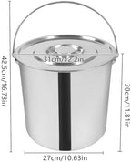 Extra Thick 20L Stainless Steel Barrel Bucket with Lid, Milk Can, Food & Water Storage, Wine Pail, Champagne Cooler, Kitchen Bucket