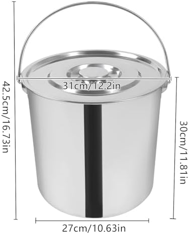 Extra Thick 20L Stainless Steel Barrel Bucket with Lid, Milk Can, Food & Water Storage, Wine Pail, Champagne Cooler, Kitchen Bucket