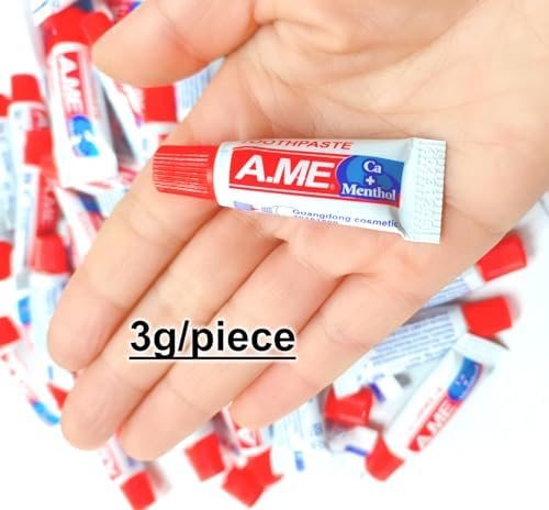 Pack of50,Mini Small Size 3g/0.1o.z Portable Peppermint Toothpastes for Personal Oral Care,Traveling, Hotel Supplies, Outdoor Activities,Party,Guests