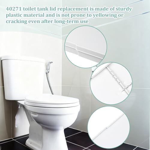 Comfortable Bathroom Toilet Tank Lid Bathroom Decor Accessories 40271 Universal Toilet Tank Replacement Cover（White）