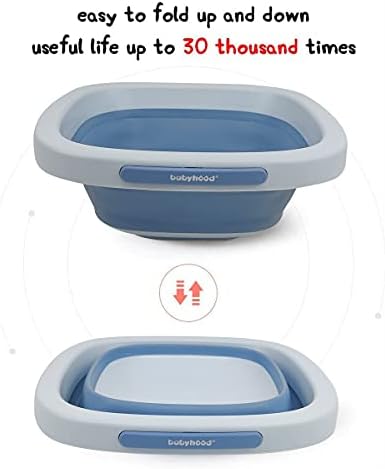 Babyhood Multi-Purpose Collapsible Wash Basin for Kids and Babies, Lightweight Portable Folding Basin for Washing Baby Bottles and Breast Pump Parts and Home Kitchen Outdoor Camping Use (2021blue)