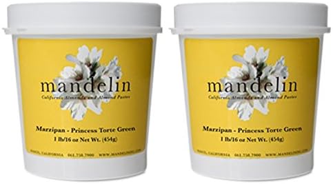 Mandelin Princess Torte Green Marzipan Modeling Paste, 33% Almonds, 67% Sugar (Green, 2 lb)