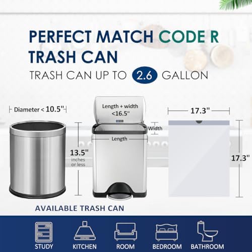120 Counts 2.6 Gallon Small Drawstring Trash Bags Garbage Bags by RayPard, Small Strong Plastic Bags fit 7.5-10 Liter Trash Can for Home Office Kitchen Bathroom Bedroom, White Waste Basket Liners