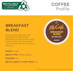 McCafe Breakfast Blend, Single Serve Coffee Keurig K-Cup Pods, Light Roast, 60 Count (6 Packs of 10)