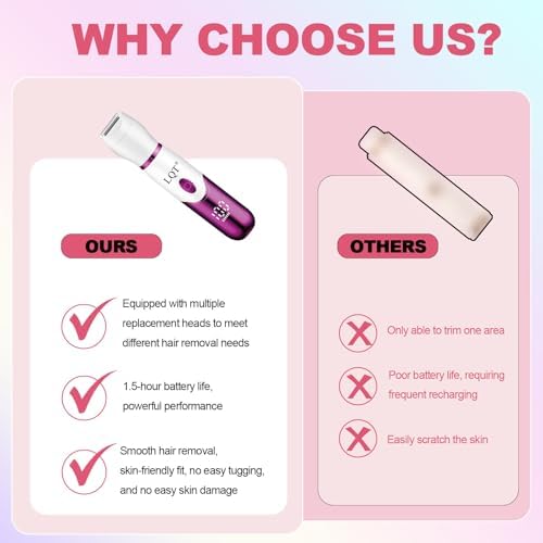 Electric Bikini Trimmer for Women,Led Power Display Removal for Body Nose Hair Trimmer Face Shavers Eyebrow Legs Armpit Bikini Area Pubic Underarms Rechargeable Portable 4 in 1 Womens Razors Set
