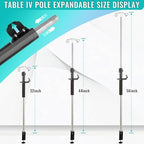 Table IV Poles,32 to 56In Telescopic Desktop IV Stand with 4 IV Bag Holder Portable Frosted Pipe Extension Pole IV Influsion Pole with Storage Hook for Home Hospital Clinic (Silver)