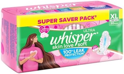 Whisper Ultra Soft Sanitary Pads - 30 Pieces (XL)