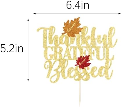 Thankful Grateful Blessed Cake Topper,Thanksgiving Cake Decor - Give Thanks,Happy Friends Giving,Fall Harvest Themed Cake Decorations,Thanksgiving Friends Gathering Party Decorations