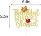 Thankful Grateful Blessed Cake Topper,Thanksgiving Cake Decor - Give Thanks,Happy Friends Giving,Fall Harvest Themed Cake Decorations,Thanksgiving Friends Gathering Party Decorations