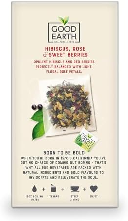 Good Earth Sensorial Blends Hibiscus, Rose & Sweet Berries, Herbal Tea Bags, 15 Ct