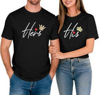 Couple Matching Shirt His Queen Her King Print T-Shirts Honeymoon Graphic Tees Short Sleeve Valentine's Day Gift Tops