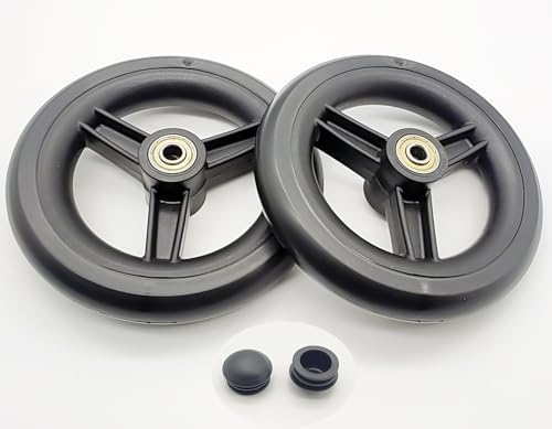 Rollator walker replacement 6 inch rear wheel,Rollator rear Wheel Assembly,6 inch solid wheel, 6" 3 rib Caster Wheel,rollator walker accessories,Universal parts,MDS86825SLRW,Set of 2,Black.