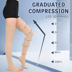 20-30 mmHg Compression Stockings for Women & Men,Thigh High Medical Compression Socks,Support Graduated Compression Hose Sock for Treatment Varicose Veins Swelling-Closed Toe/Open Toe/Footless