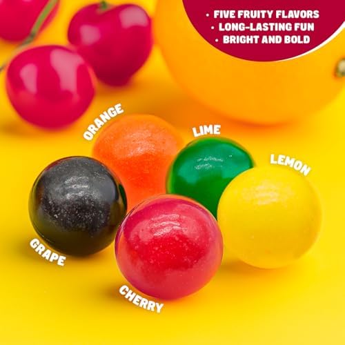 JAW BREAKERS Hard Candy 4 lb – 5 Assorted Fruit Flavors, Individually Wrapped, Bulk