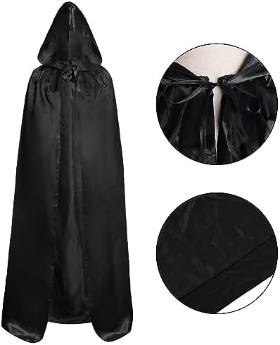 hoyuwak Cloak with Hood Halloween Wizard Hooded Cape Full Length Robe for Women Men Role Play Costume Dress-Up