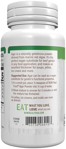 NOW Foods, Agar Pure Powder, Vegetarian Substitute for Gelatin, Gluten-free, Kosher, 2-Ounce
