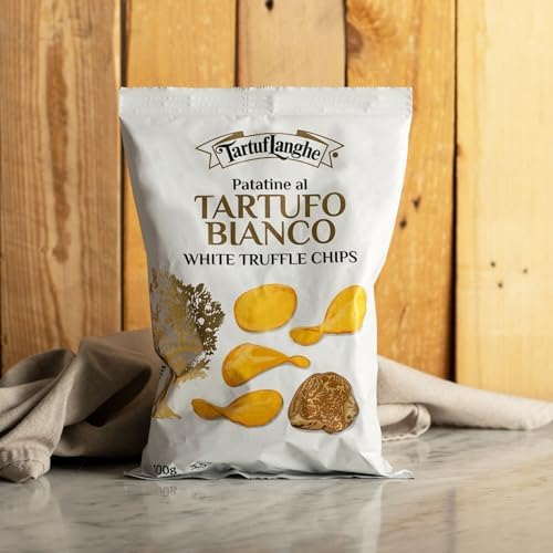 TartufLanghe White Truffle Chips – Gourmet Italian Potato Snack, Gluten-Free, Vegan, Nut-Free White Truffle Potato Chips for Unique Appetizers, Tapas, Dips, & Charcuterie - 3.53 oz (Pack of 1)