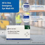 First Aid Only 5-Piece Eye Wash Kit with Oval Eye Pads, First Aid Adhesive Strips & Emergency Eye Rinse
