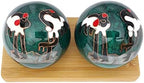 Top Chi Chiming Crane Baoding Balls with Bamboo Stand. (Medium 1.6 Inch)