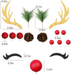 15PCS Christmas Cake Topper Reindeer Ears Eyelashes Antler Cake Decorations Set for Christmas Reindeer Themed Party