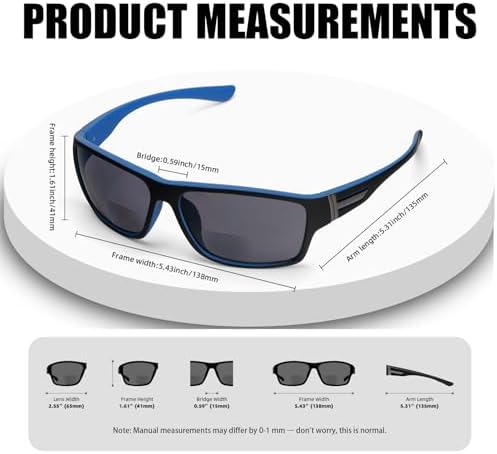 2 Pack Bifocal Sunglasses for Men with Built-in Readers, TR90 Frame UV400 Protection Wrap Around Reading Sun Glasses for Outdoor Sports, Driving & Fishing(2.5x)