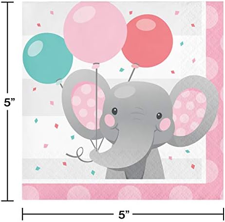 Creative Converting Enchanting Elephants Girl Beverage Napkins, 16 ct