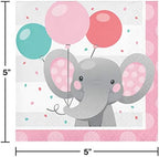 Creative Converting Enchanting Elephants Girl Beverage Napkins, 16 ct