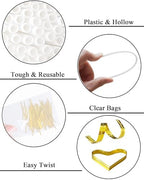6-inch Plastic Cake Pop Sticks and Bags Kit, White Lollipop Sticks for Candy, Chocolate, Cakepop Accesories including 100 Sticks, 100 Bags, 100 Ties (Gold)