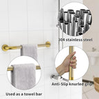 Brushed Gold Grab Bar 24 Inch, iHansee Anti-Slip Bathroom Grab Bar w/Knurled Grip, Stainless Steel Safety Handrail for Toilet Bathtub, Wall Mounted Shower Handle Handicap Bars for Senior Elderly