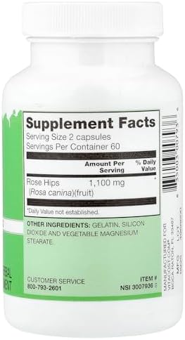 Vitacost Rose Hips -- 1,100 mg per serving- 120 Capsules