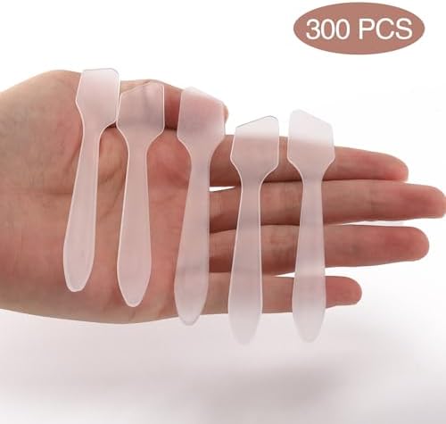 Tbestmax 300 PCS Mini Cosmetic Spatulas 3.2" x 0.6" Disposable Makeup Plastic Spatulas Clear for Facial Creams and Skin Care