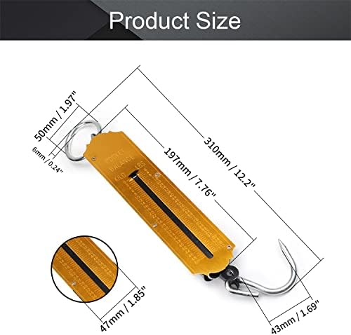 Utoolmart Spring Balance Hanging Hook Handheld Metal Weighing Force Scale Kilo & LBS 50KG