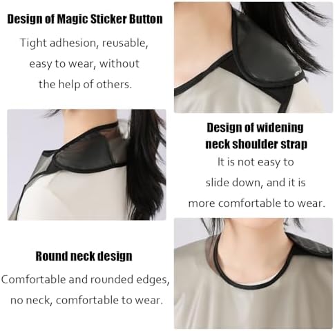 MIUPOO Convenient Bib for Adults Elderly,Waterproof Adult Bibs for Eating Washable,Clothing Protectors for Adjustable Neck,Napkin Cloth with Edging,Black
