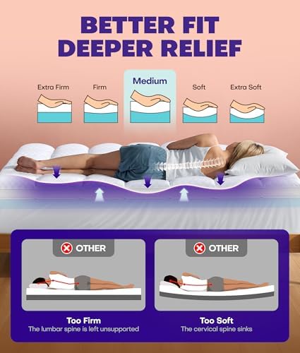 Dual Layer 4 Inch Memory Foam Mattress Topper for Pressure Relief with 4X Support, 2" Fluffy Pillow Top Queen Mattress Topper 50% Viscose Made from Bamboo Plus 2" Cooling Gel Memory Foam Mattress Pad