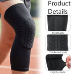 Basketball Knee Pads, 2 Pack Honeycomb Anti Collision Leg Compression Sleeves, Knee Pads Compression Pad Long Leg Sleeve Sports Sleeves for Football Volleyball Soccer Skating (Medium, Black)