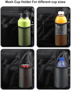 LIGHTMEUP Walker Bag Walker Basket with Cup Holder - Suit for Adult Folding Walkers Rollator Organizer Carry Storage Pouch Water-Resistant Armrest Accessories for Seniors, Elderly, Handicap