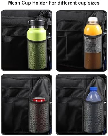LIGHTMEUP Walker Bag Walker Basket with Cup Holder - Suit for Adult Folding Walkers Rollator Organizer Carry Storage Pouch Water-Resistant Armrest Accessories for Seniors, Elderly, Handicap