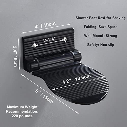 Shower Foot Rest for Shaving, Wall Mounted Folding Foot Stand for Bathroom, Black Metal