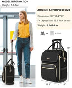 Arcoyard Rolling Backpack for Women, Travel Rolling Laptop Backpack with Wheels, Vertical & Horizontal Storage 2 In 1, Flip-Top Design, Water-Resistant Overnight College Underseat Carry on Luggage