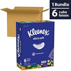 Kleenex Ultra Soft Facial Tissues, 6 Cube Boxes, 60 Tissues per Box, 3-Ply (360 Total Tissues), Packaging May Vary