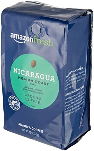 Amazon Fresh, Nicaragua Ground Coffee, Medium Roast, 12 Ounce (Pack of 3)