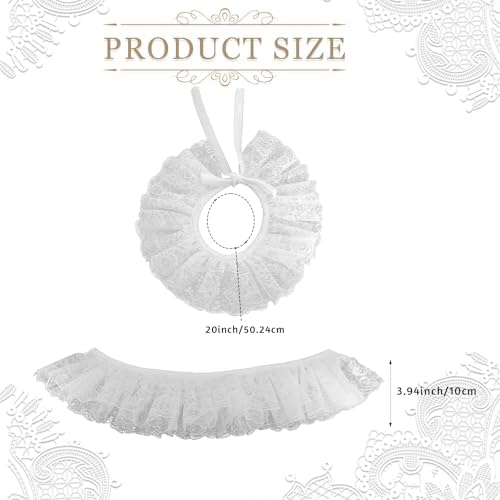 Lace Neck Ruffled Multi-layer Collar White Fake Collar Elizabethan Victorian Accessories for Women for Halloween Costume Party