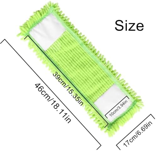 4Pcs Soft Flat Mop Refill Pads, High Absorption Cloth for Multi-Surface Floor Cleaning, 15.35-inch Board Compatible, Green